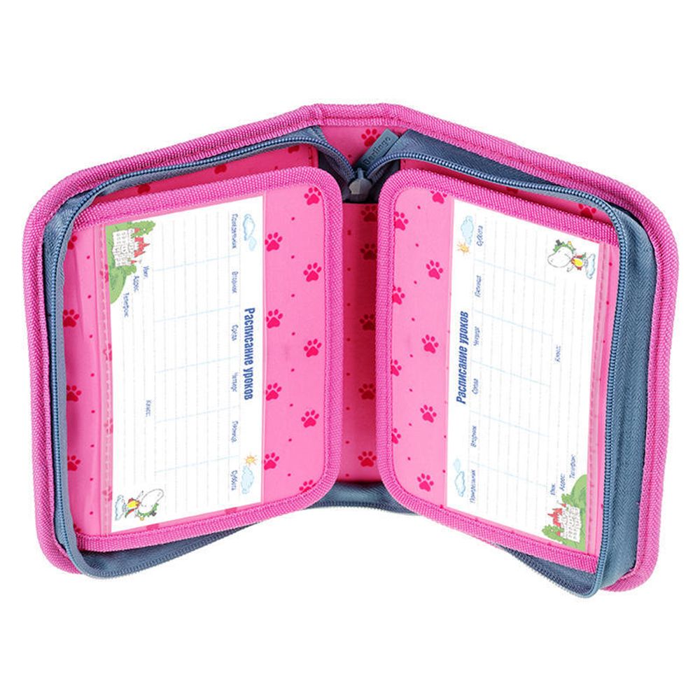 Пенал 1 отделение 200*140*40 Berlingo Cat-purse, 2 откидных планки, ПВХ с блестками