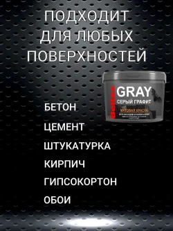Краска серый графит Beltex GRAY (9 л) универсальная, матовая, для стен, потолков, фасадов, элементов интерьера