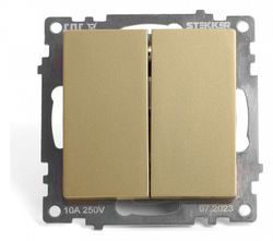 Переключатель двухклавишный без рамки Stekker Катрин 49220