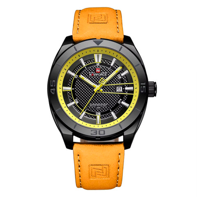 Часы наручные кварцевые NAVIFORCE на кожаном ремешке, черный/оттенки коричневого W8770-01