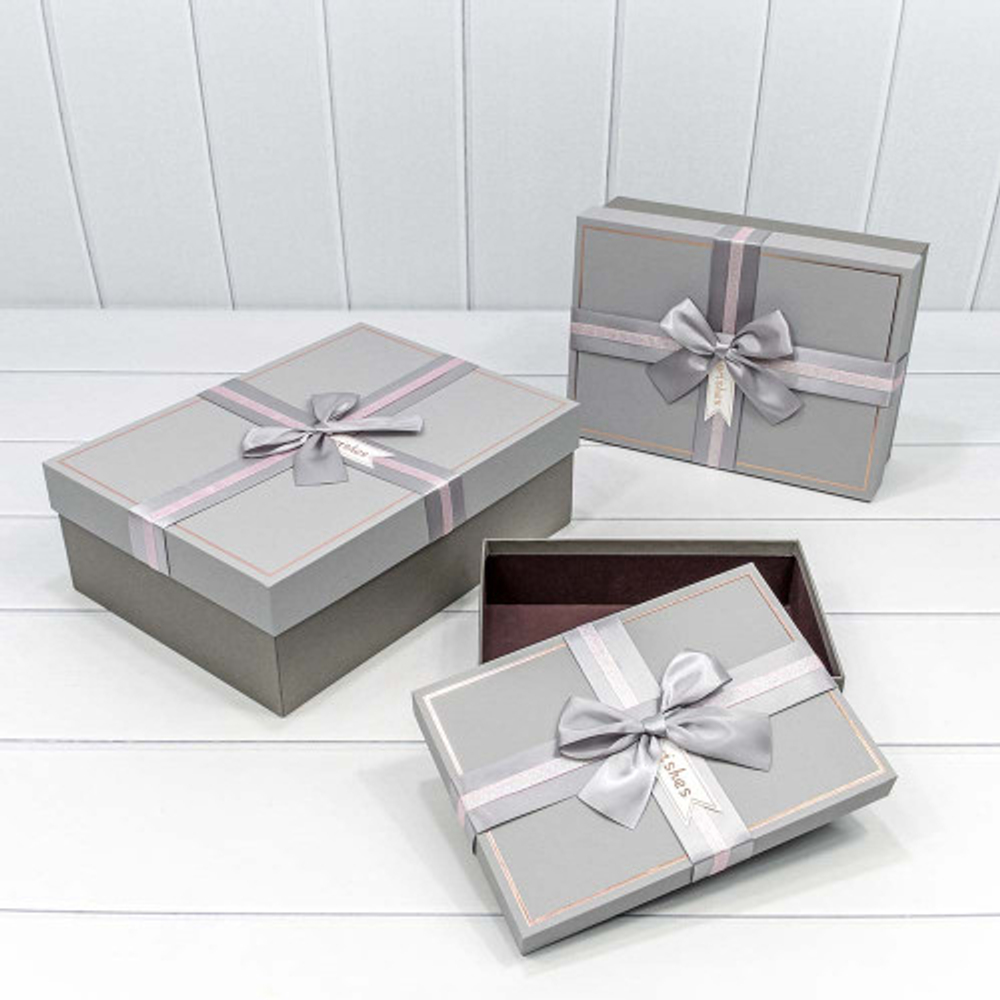 Коробка 33.5х25х11.5 см Набор 3 шт (Серый, Черный)