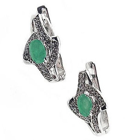 Серьги "Бантри" изумруд. циркон