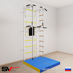 Шведская стенка Sv Sport усиленная 6754 (Турник стандарт/Брусья/Канат/Лестница/Мат 1м)
