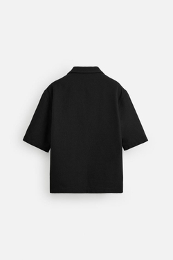 ZARA ПОЛО RELAXED FIT ИЗ РЕЛЬЕФНОЙ ТКАНИ, ЧЕРНЫЙ