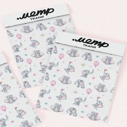 Ткань оксфорд 600 веселые слонята