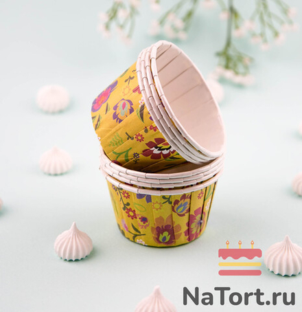 Формы бумажные с ламинацией «Маффин» 50х40 мм (Сказочные узоры) 100 шт