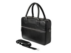 Деловая сумка из натуральной кожи "Alverio Black"