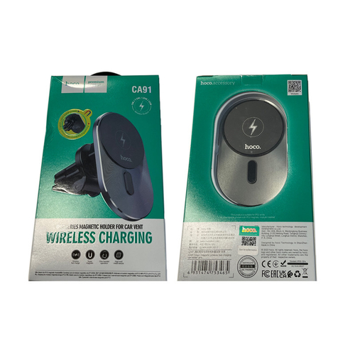 Автомобильный держатель Hoco CA91 (MagSafe 15W, в дефлектор) Черный