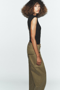 ZARA ДВУХСЛОЙНАЯ ФУТБОЛКА SUPIMA®, ЧЕРНЫЙ