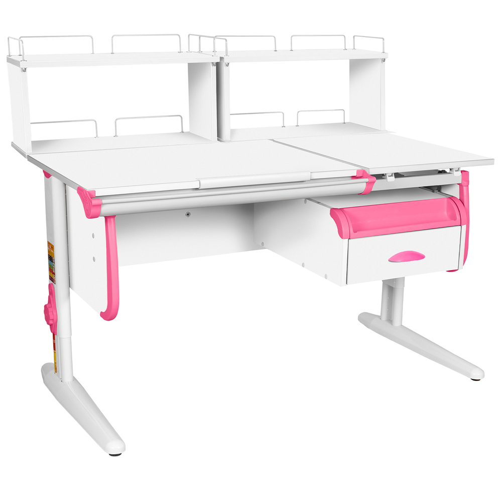 Растущая парта СУТ 25 с задними полками СУТ.15.240 и навесной тумбой (1200×880 мм)