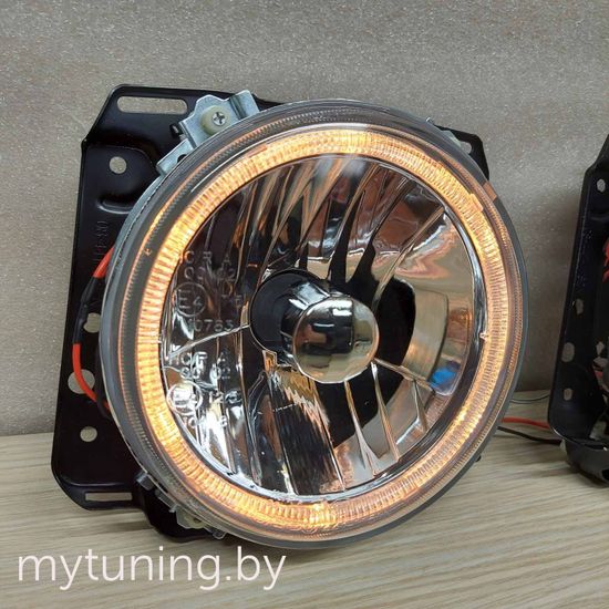 Передние фары внешние VW Golf 2 angel eyes chrome