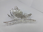 Заколка для волос "Бабочка", усиленная, с декором из страз, серебристый цвет