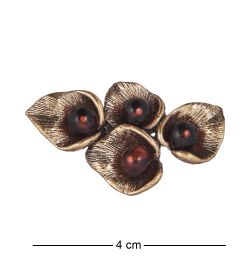 AM-4236 Брошь «Каллы Розе» (латунь, янтарь)