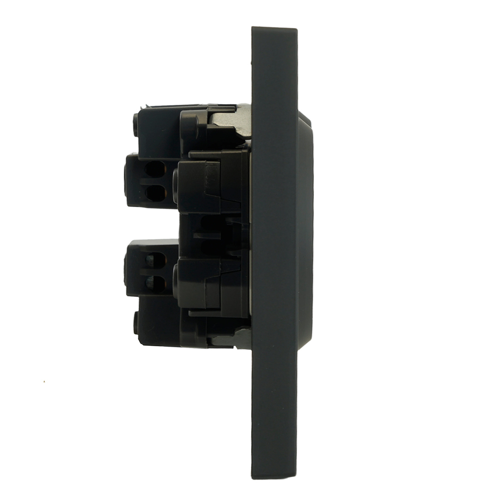 Розетка 2-местная с защитной шторкой, STEKKER, б/з, 250В, 16А, серия Эмили, RST16-5116-05, черный уголь, soft touch 49851