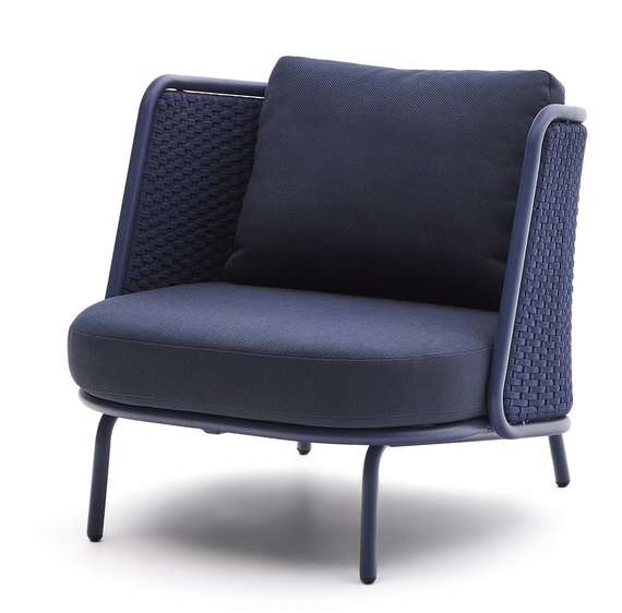 Уличное кресло Sedalis из алюминия синего цвета с канатным шнуром