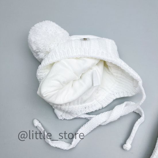 Шапка демисезонная, со снудом "Единорог" белая