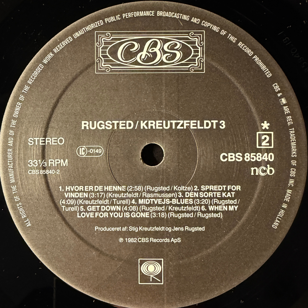 Rugsted Kreutzfeldt ‎– Rugsted Kreutzfeldt 3 (Голландия 1982г.) Т