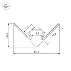 Профиль ARH-DECORE-S12-EXT-F-2000 ANOD внешний (Arlight, Алюминий) 023897