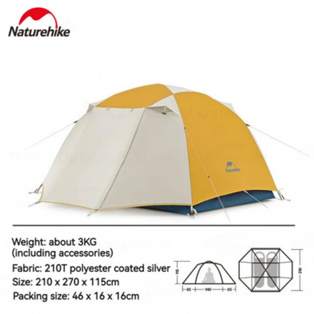 Палатка Naturehike Cloud-Creek PRO, 2-местная, бежево-желтая, артикул CNK2300ZP024-2YPRO.
