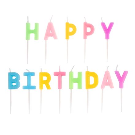 Свечи-буквы "Happy Birthday" ассорти