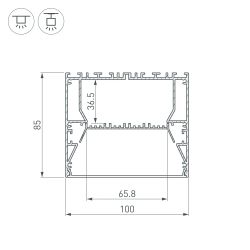 Профиль ARH-POWER-W100-2000 ANOD (Arlight, Алюминий) 036366