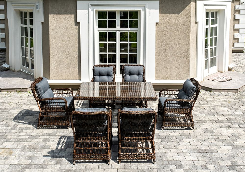 "Цесена" обеденная группа плетеная из искусственного ротанга, цвет коричневый