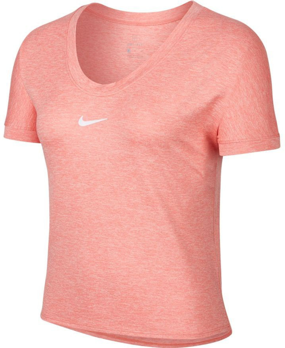 Женская футболка теннисная Nike Court Dry Elevated Essential Top - sunblush/white