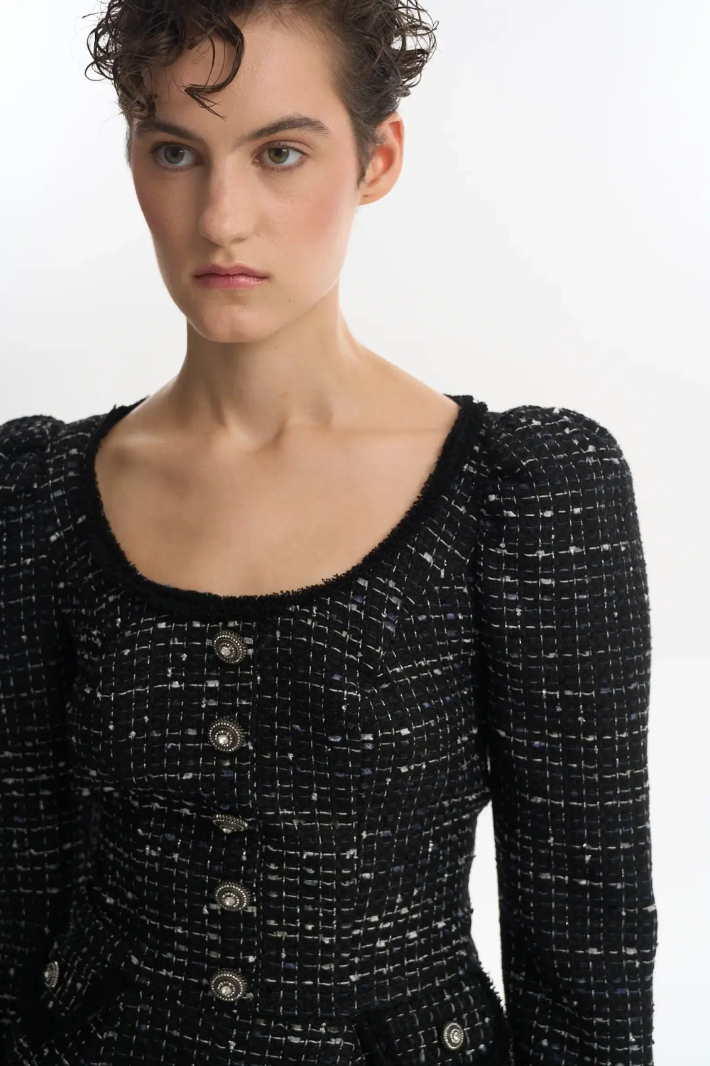 Жакет c U-образным вырезом меланж