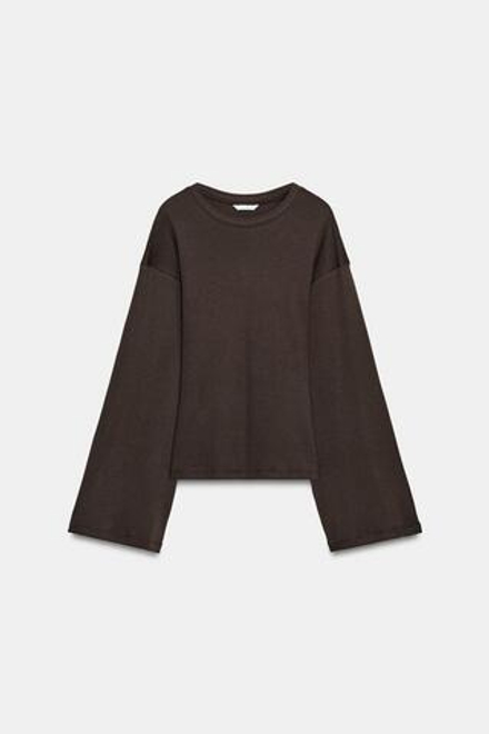 ZARA ПРИТАЛЕННАЯ ФУТБОЛКА SUPIMA®, КОРИЧНЕВЫЙ