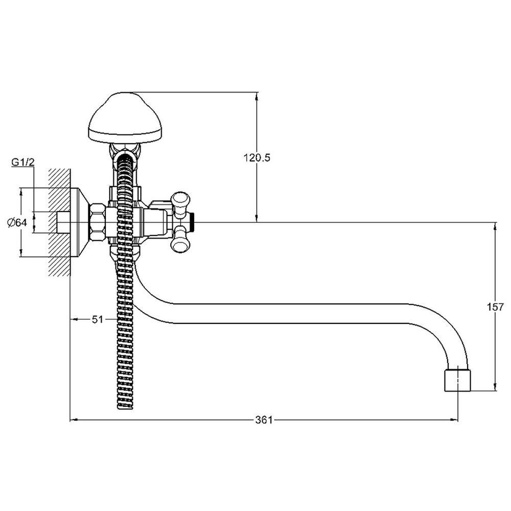 Смеситель для ванны, G.lauf, с кран-буксой, хром, QMT7-A722