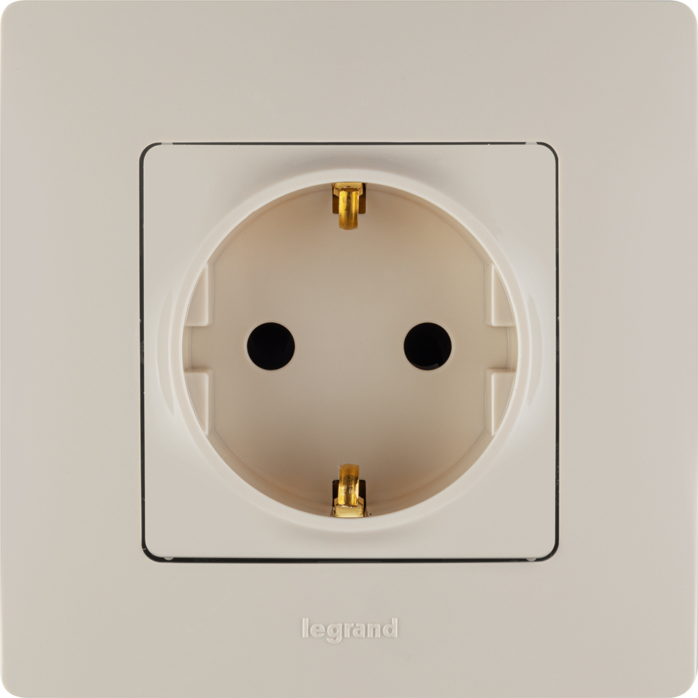 Розетка с заземлением со шторками 16А 250В слоновая кость ETIKA Legrand