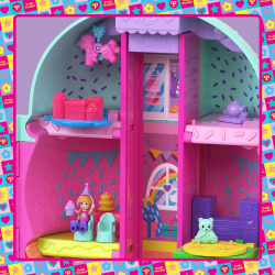 Polly Pocket - Игровой домик "Десерт мороженого" + 2 куклы + 25 аксессуаров JFT91