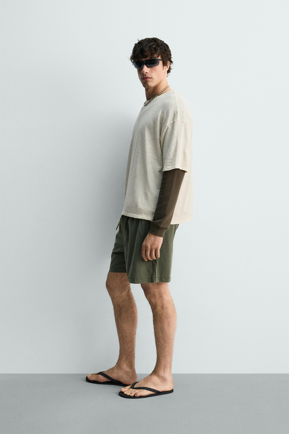 ZARA ТЕХНИЧЕСКАЯ ФУТБОЛКА ИЗ РЕЛЬЕФНОЙ ТКАНИ, ЭКРЮ МЕЛАНЖ