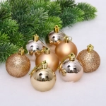 Новогодние шары 5 см (набор 24 шт) «Микс фактур», шампань