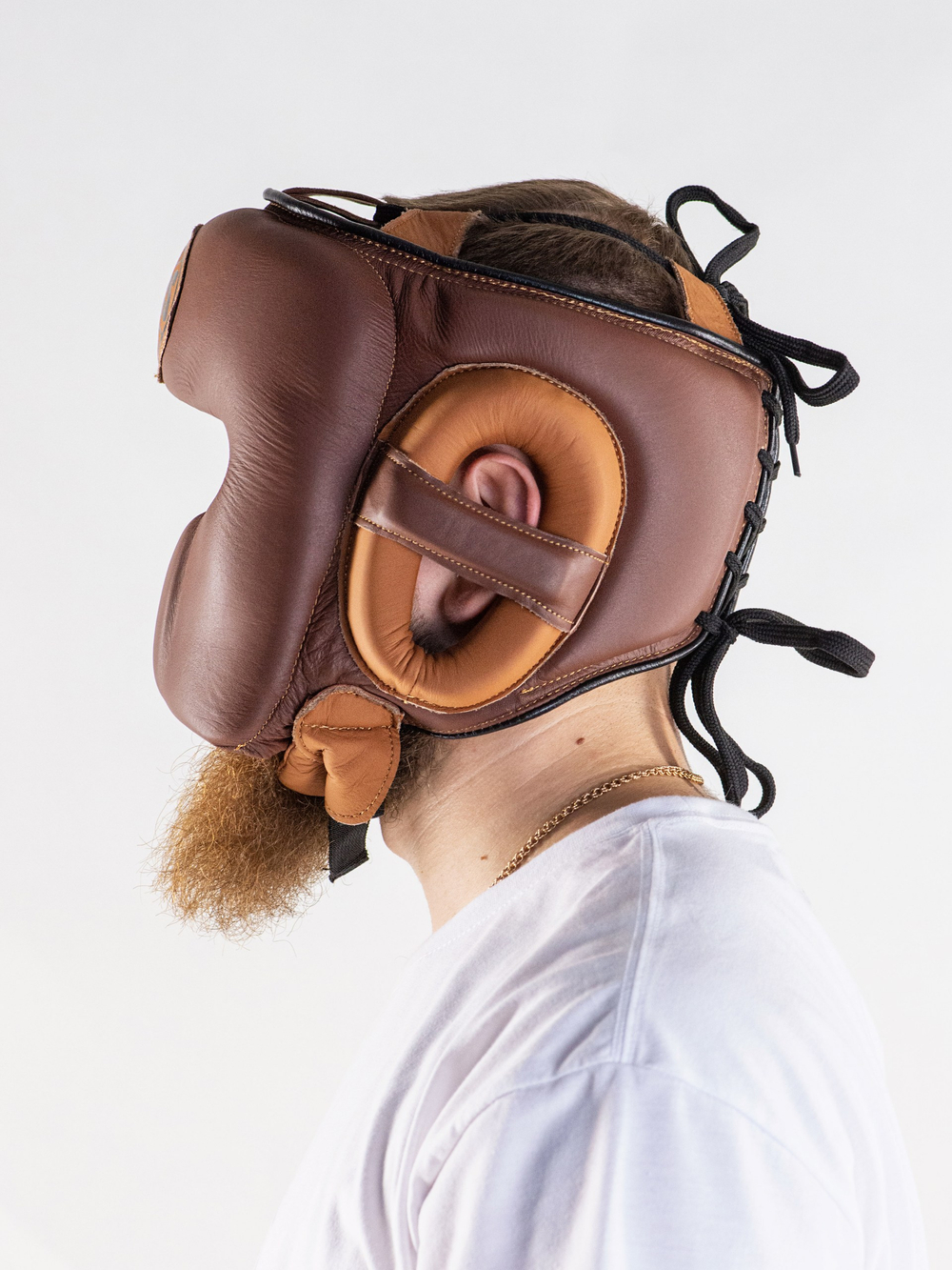 Шлем боксерский LEADERS LS MEX HERITAGE BR/BG 1/2 (коричневый/бежевый)