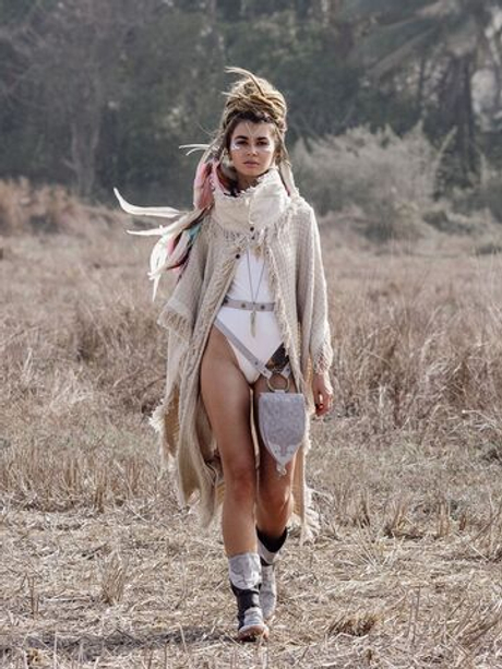 Burning Man пальто-пончо (серо-бежевое)