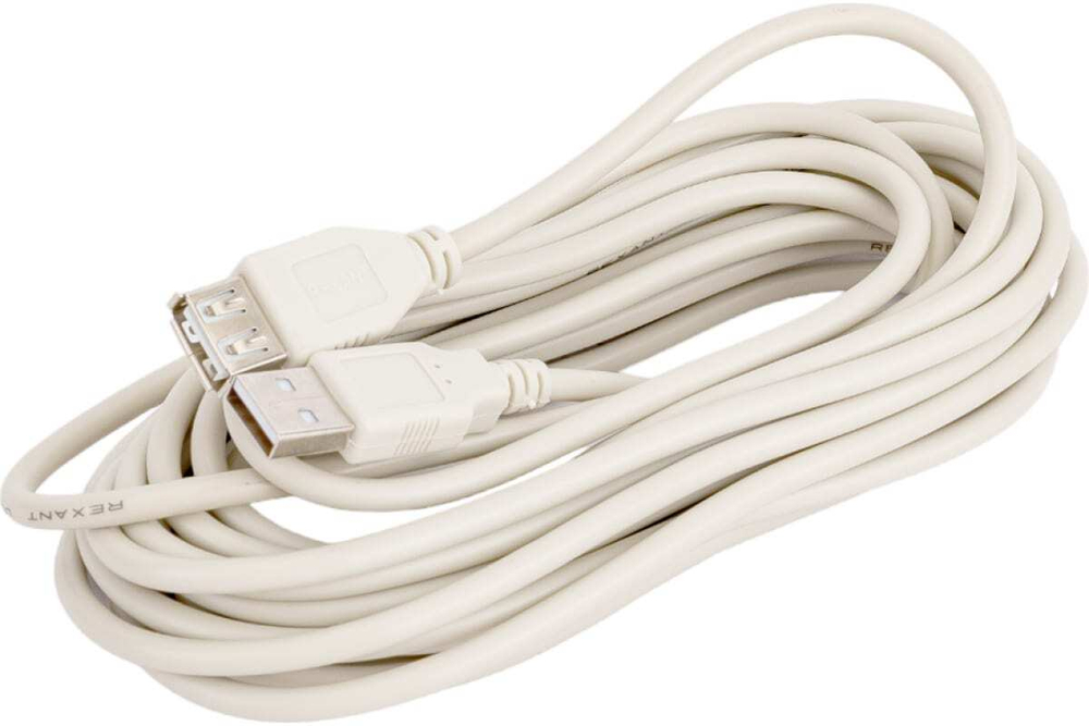 Шнур REXANT USB-А male - USB-A female 5M 18-1117