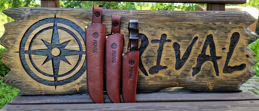 Ножны-чехол для ножа кожаный без гарды Prival Н3 Premium,  для клинка  до 255х55мм