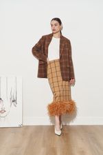 ПИДЖАК В КЛЕТКУ ШОКОЛАД|ОРАНЖЕВЫЙ