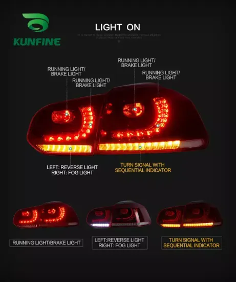 Задние фонари Гольф 6 2008 - 2012 GTI КРАСНЫЕ V13 type