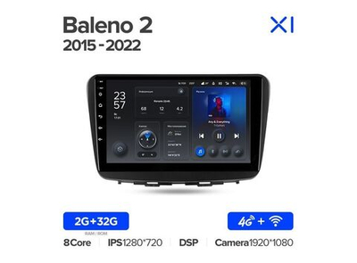 Магнитола Teyes X1 2-32 Wi-Fi + 4G Suzuki Baleno 2 2015 — 2022 9.0"