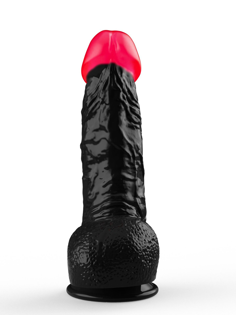 Страпон Harness Realistic с розовой головкой - 17,8 см. (Цвет: черный с розовым)