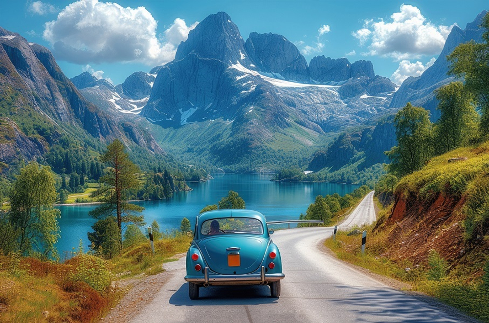 Календарь трехсекционный СУПЕРПРЕМИУМ на 2026 год, Путешествие на ретро автомобиле