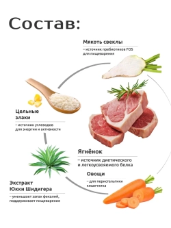 Корм для собак средних и крупных пород, с ягненком, 2.5 кг