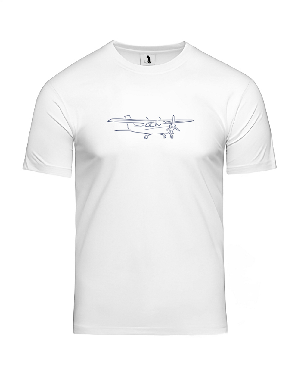 Футболка с самолетом Cessna unisex белая с синим рисунком