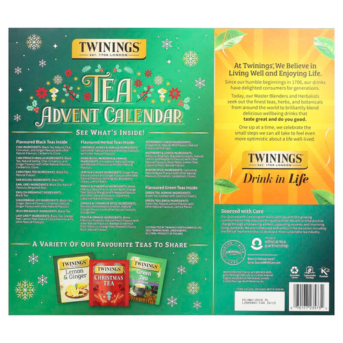 Twinings, чайный адвент-календар, 48 чайных пакетиков, 97 г (3,42 унции)