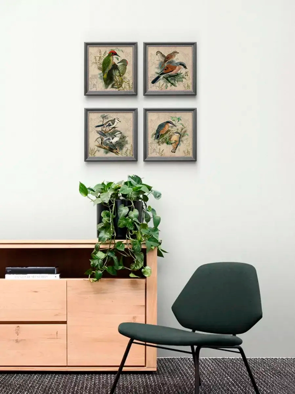 Картины на стену интерьерная на холсте 4 шт, 23*23 см