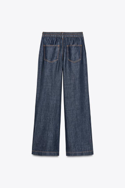 ZARA ДЖИНСЫ Z1975 WIDE LEG С ДЕКОРАТИВНОЙ СТРОЧКОЙ, СИНИЙ