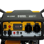 Генератор инверторный DENZEL GK-2200iF, 2.2 кВт и 212 см3 объем двигателя, 7 л объем топливного бака, ручной старт и 2 розетки, выход USB 5В и клеммы постоянного тока 12В 94707