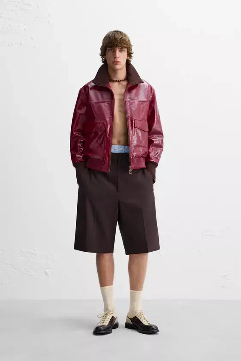 ZARA Х HARRY LAMBERT КОЖАНАЯ КУРТКА, КРАСНОВАТЫЙ